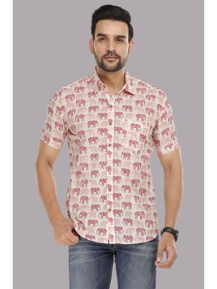     			ravishree Cotton Blend Regular Fit Printed Half Sleeves Men's Casual Shirt - Multicolor ( Pack of 1 )
