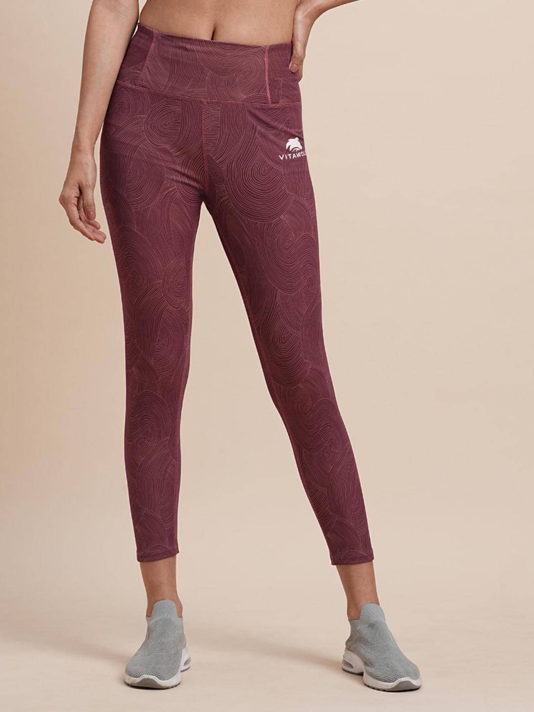     			vitawolf Maroon Polyester Lycra Geometrical Tights - Single