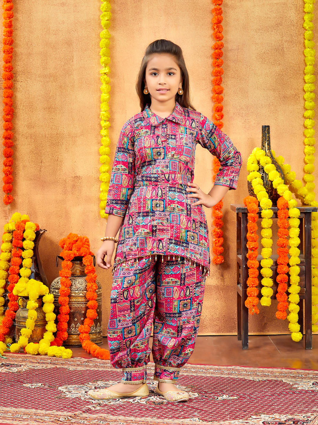     			Aarika Girls Cotton Patiala Kurta Set ( Pack of 1 , Pink )