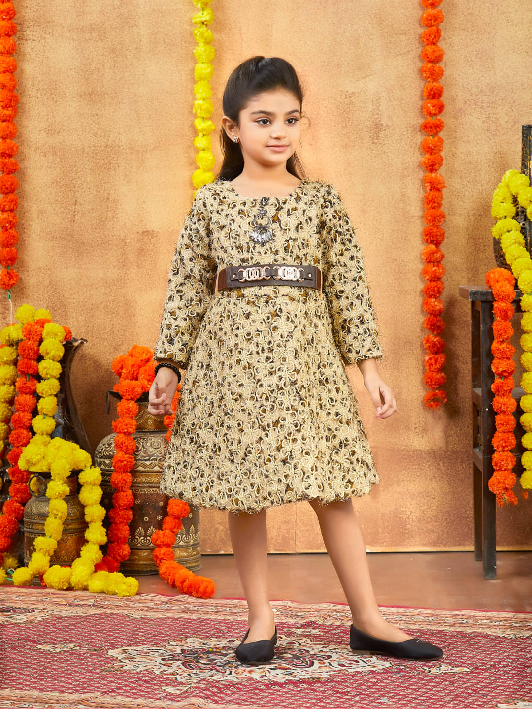 Aarika Woollen Fit And Flare Dress For Girls ( Pack of 1 , Brown ) Aarika Woollen Fit And Flare Dress For Girls ( Pack of 1 , Brown )