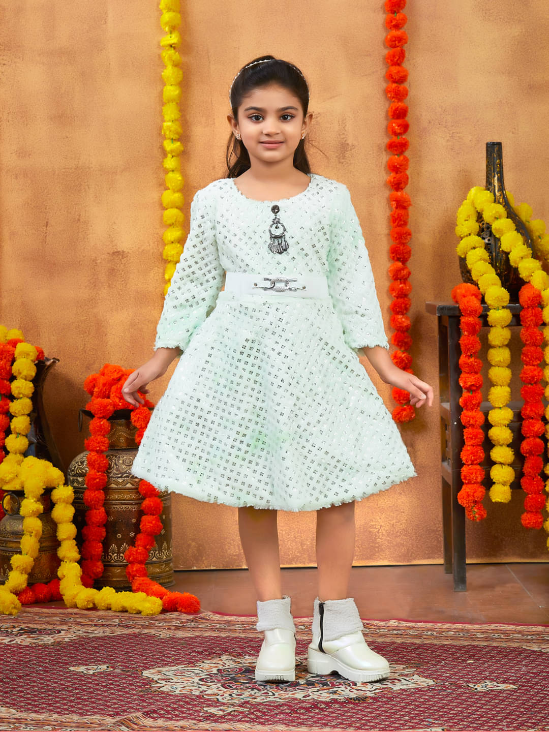 Aarika Woollen Frock For Girls ( Pack of 1 , Sea Green )     			Aarika Woollen Frock For Girls ( Pack of 1 , Sea Green )