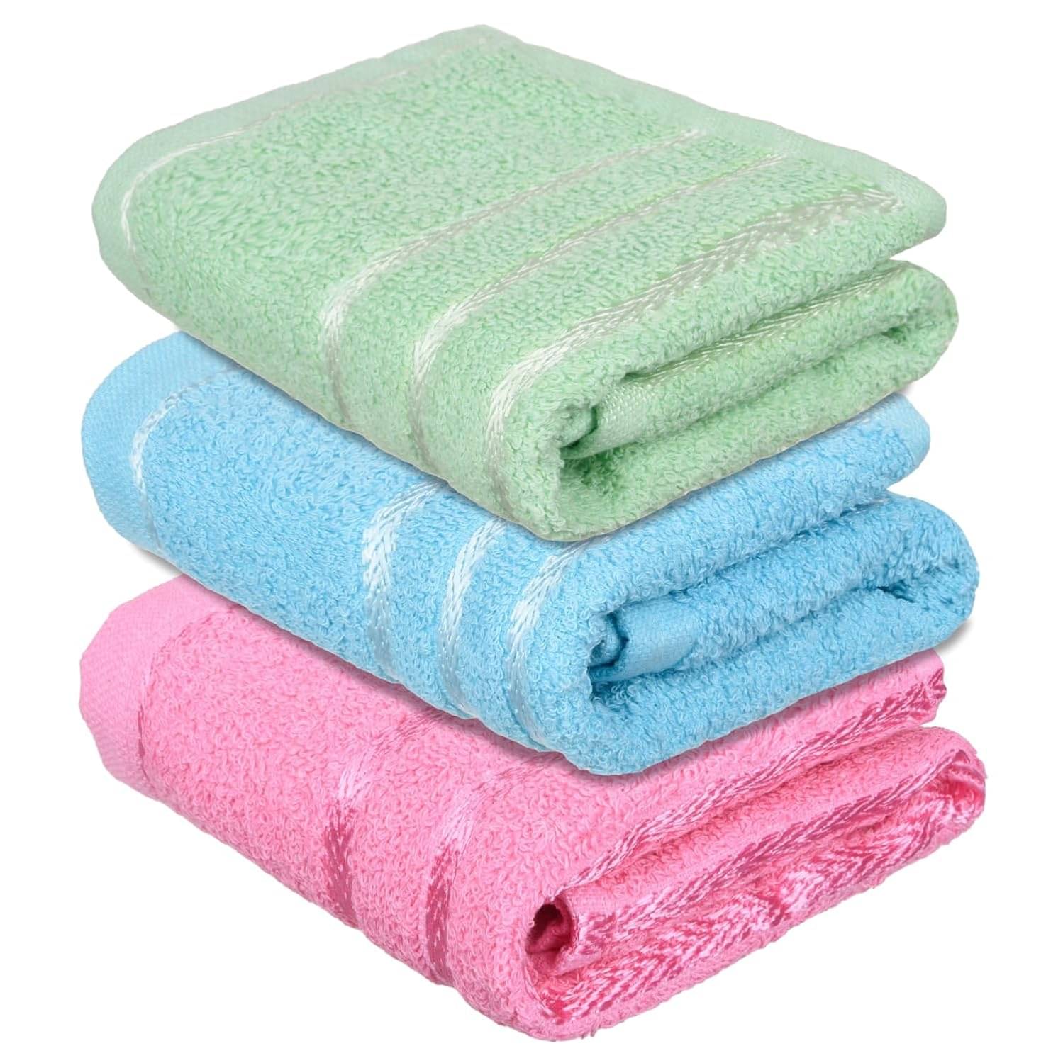     			Ashruta Pack of 3 Cotton 351-400 -GSM Hand Towel ( Assorted )