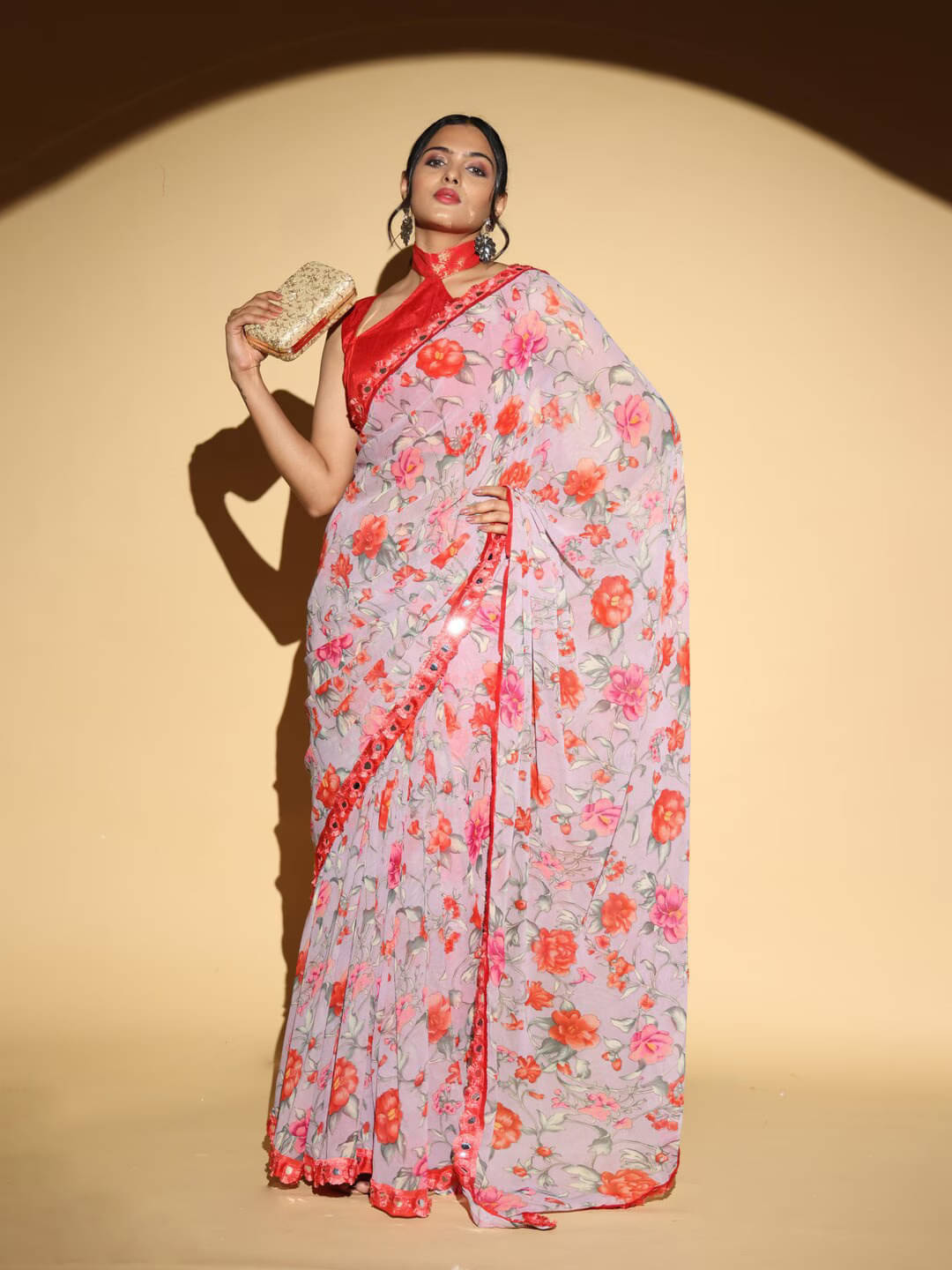     			BLEESBURY Georgette Printed Saree With Unstitched Blouse Piece ( Multicolor1 )