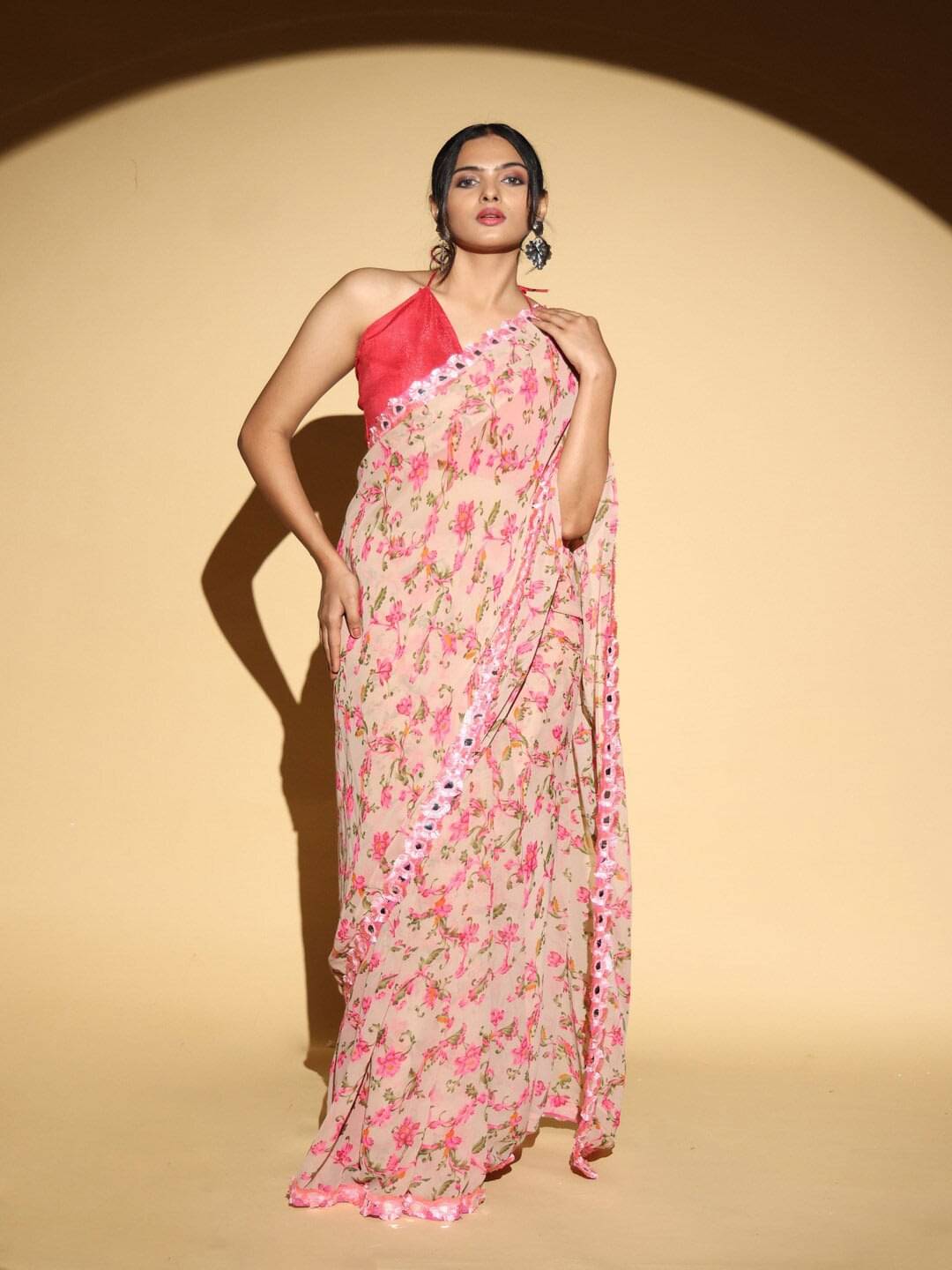 BLEESBURY Georgette Printed Saree With Unstitched Blouse Piece ( Multicolor2 ) BLEESBURY Georgette Printed Saree With Unstitched Blouse Piece ( Multicolor2 )