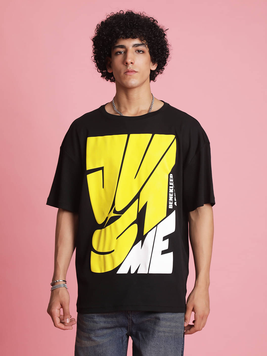 Bene Kleed 100% Cotton Oversized Fit Printed Half Sleeves Men's Round T-Shirt - Black ( Pack of 1 ) Bene Kleed 100% Cotton Oversized Fit Printed Half Sleeves Men's Round T-Shirt - Black ( Pack of 1 )