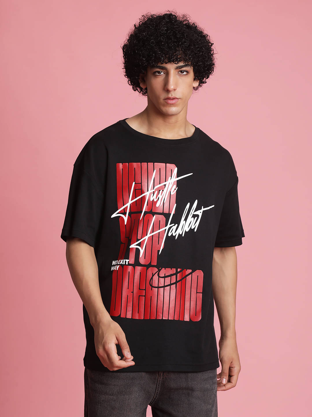     			Bene Kleed 100% Cotton Oversized Fit Printed Half Sleeves Men's Round T-Shirt - Black ( Pack of 1 )