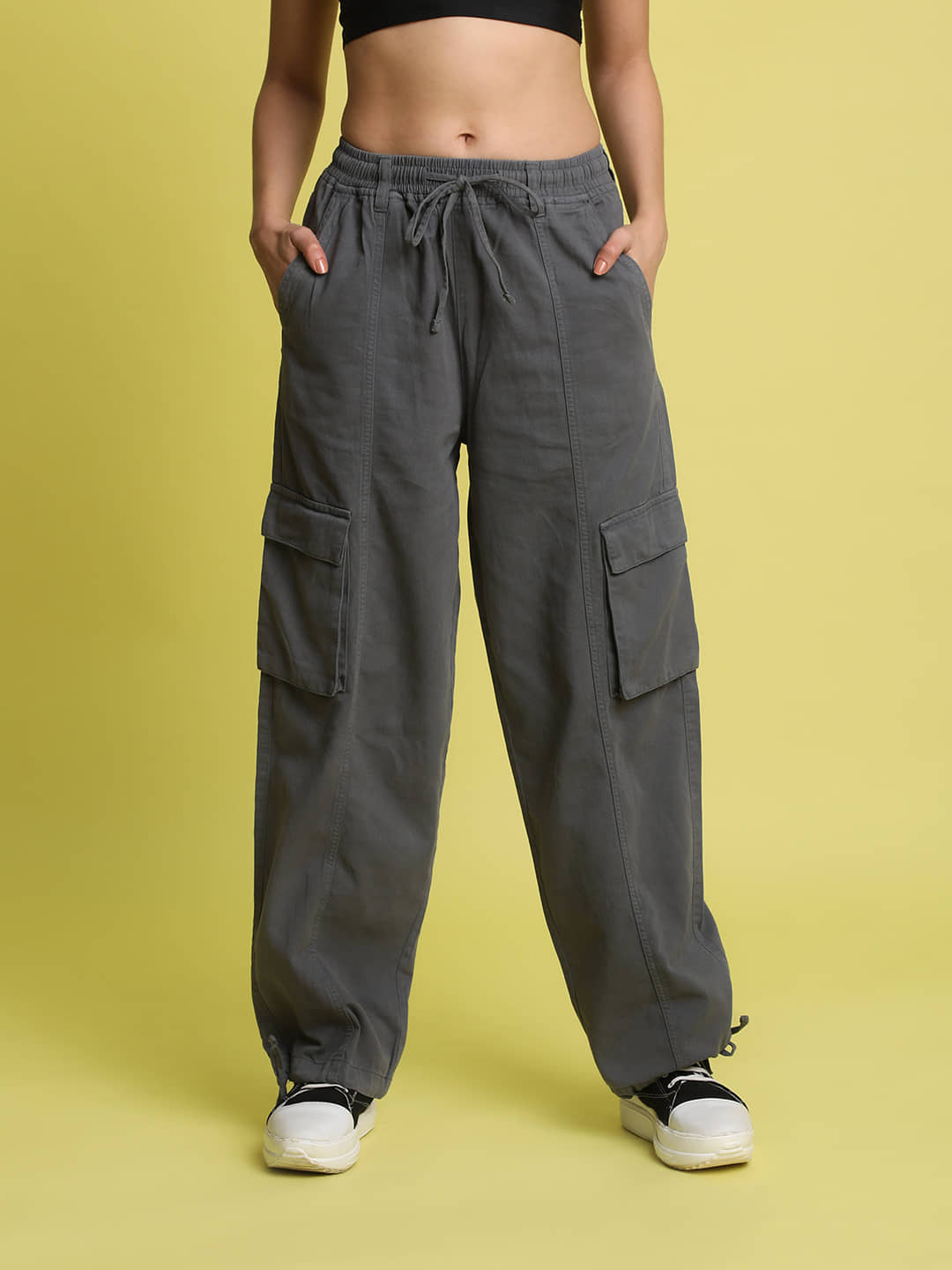 Bene Kleed Pack of 1 Cotton Loose Women's Cargo Pants ( Beige ) - Trousers | Buy online on ZillyBuy
