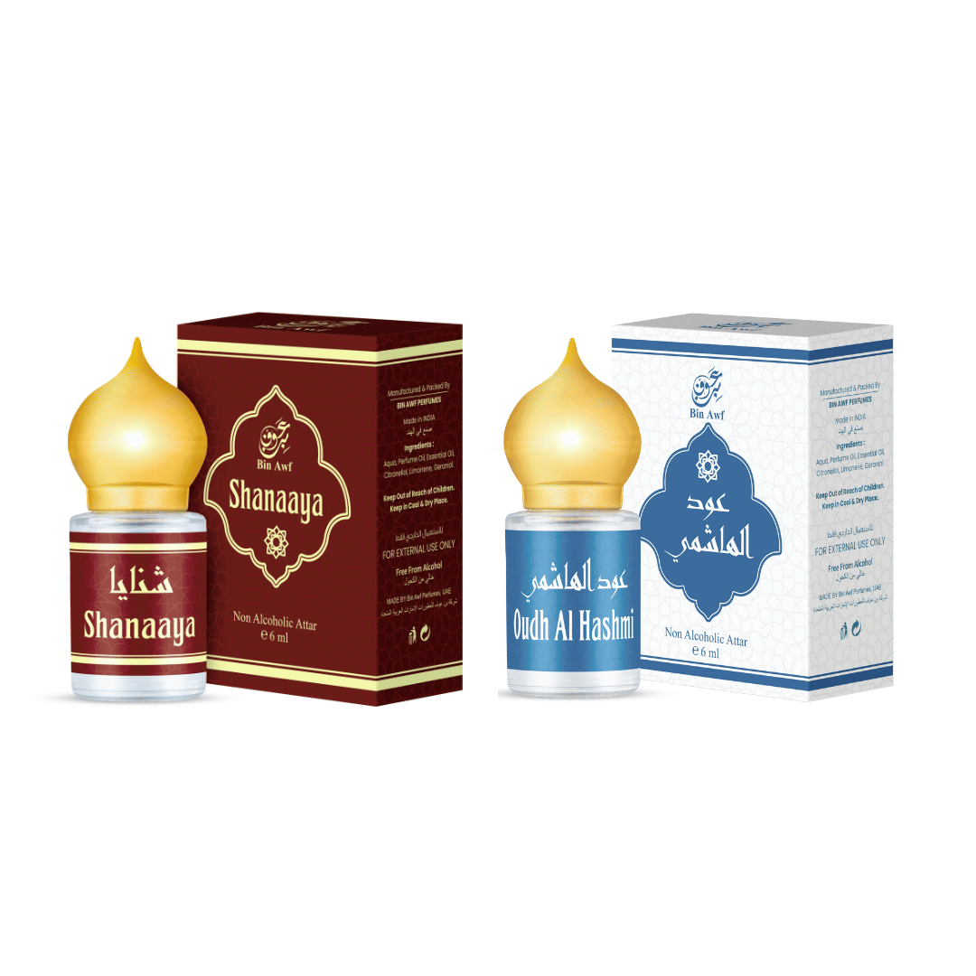     			Binawf Oud Non- Alcoholic Below 50ml Attar ( Pack of 2 )