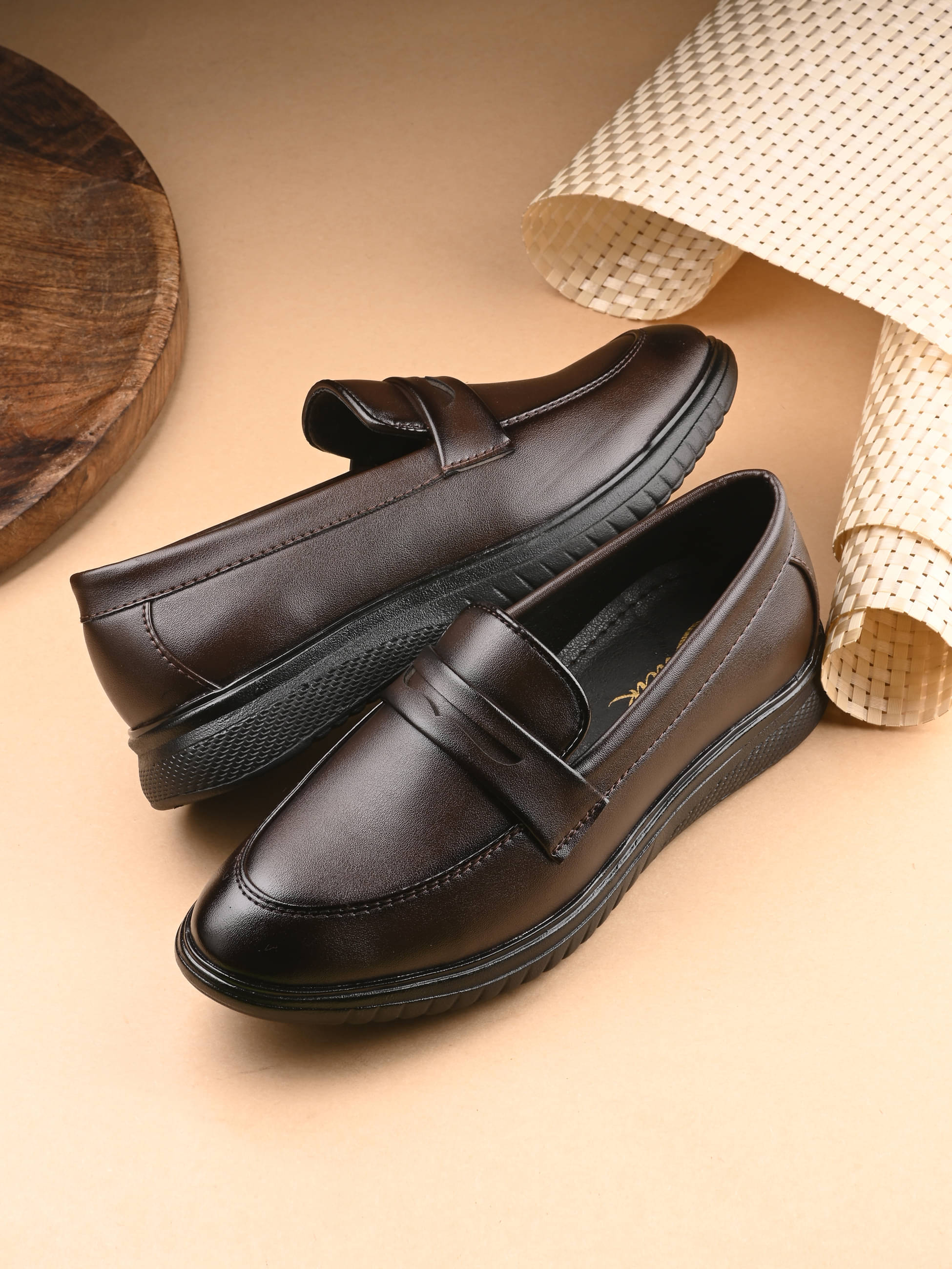     			Bucik Brown Men's Slip On Formal Shoes