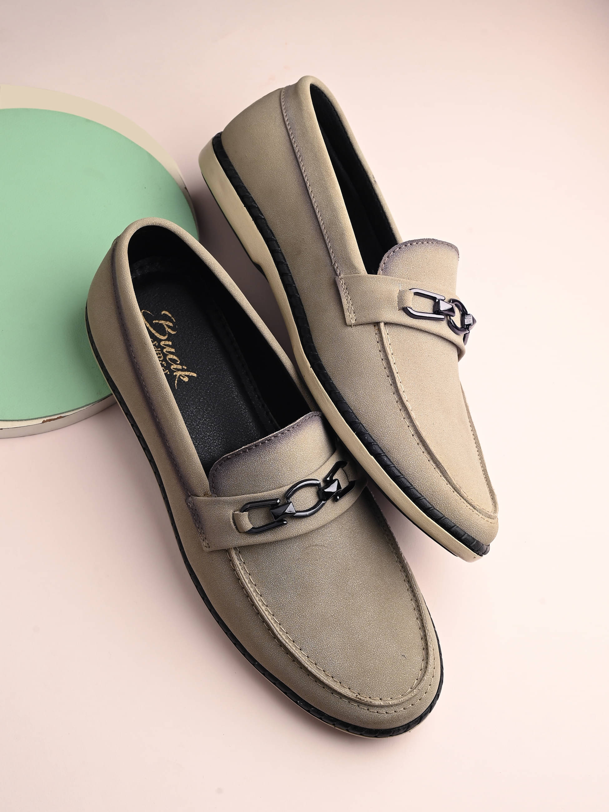     			Bucik Gray Men's Slip On Formal Shoes