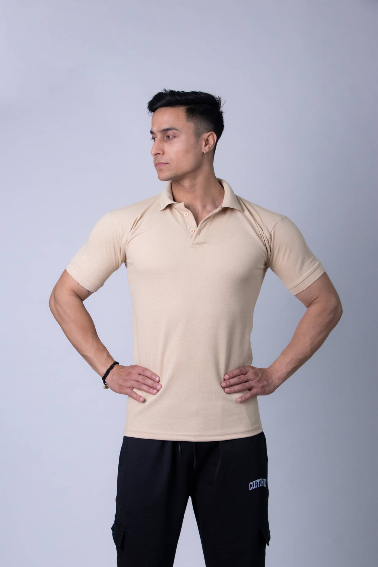     			Coitonic Pack of 1 Cotton Blend Relaxed Fit Solid Half Sleeves Men's Polo T Shirt ( Beige )