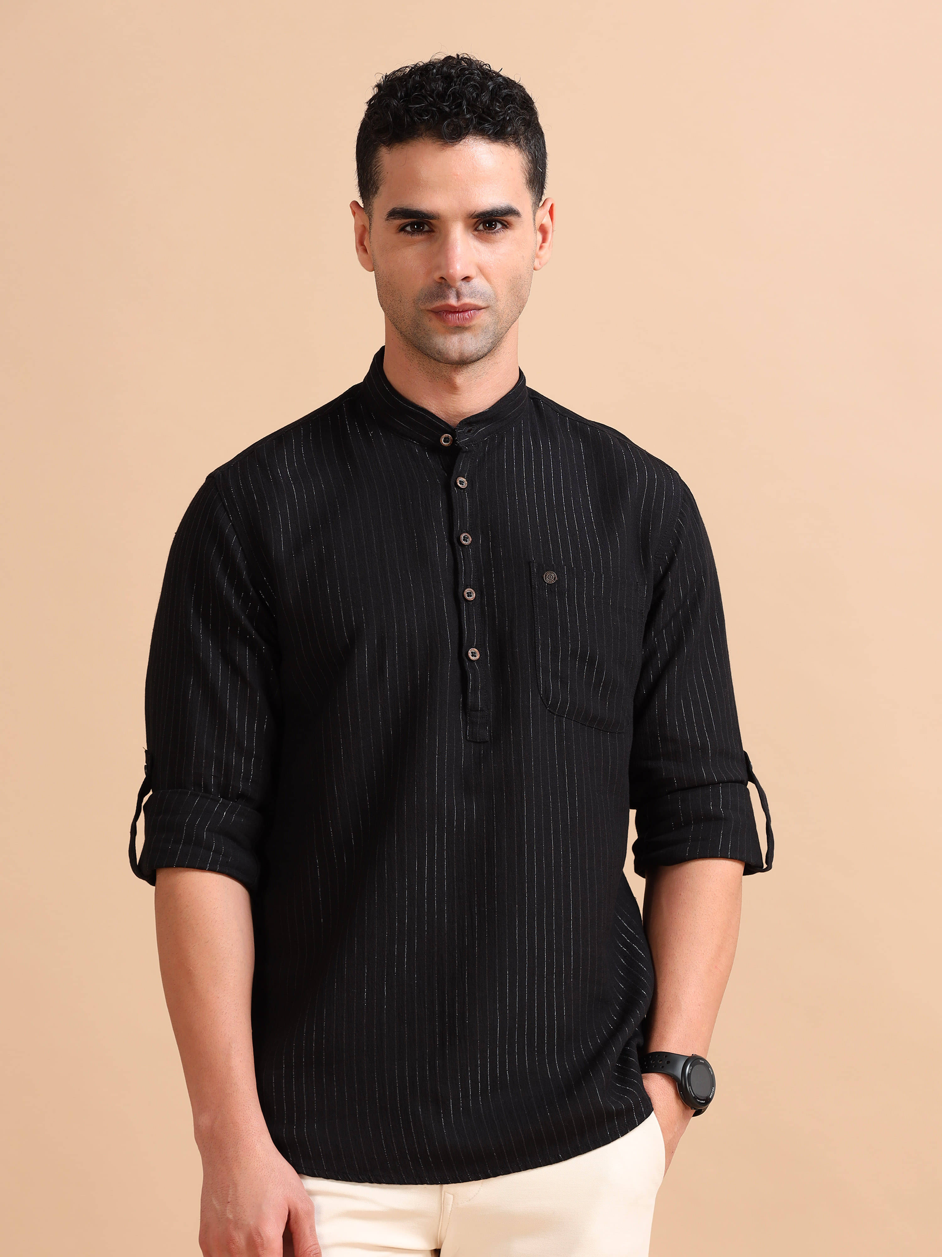 Cool Colors 100% Cotton Slim Fit Striped Full Sleeves Men's Casual Shirt - Black ( Pack of 1 ) Cool Colors 100% Cotton Slim Fit Striped Full Sleeves Men's Casual Shirt - Black ( Pack of 1 )