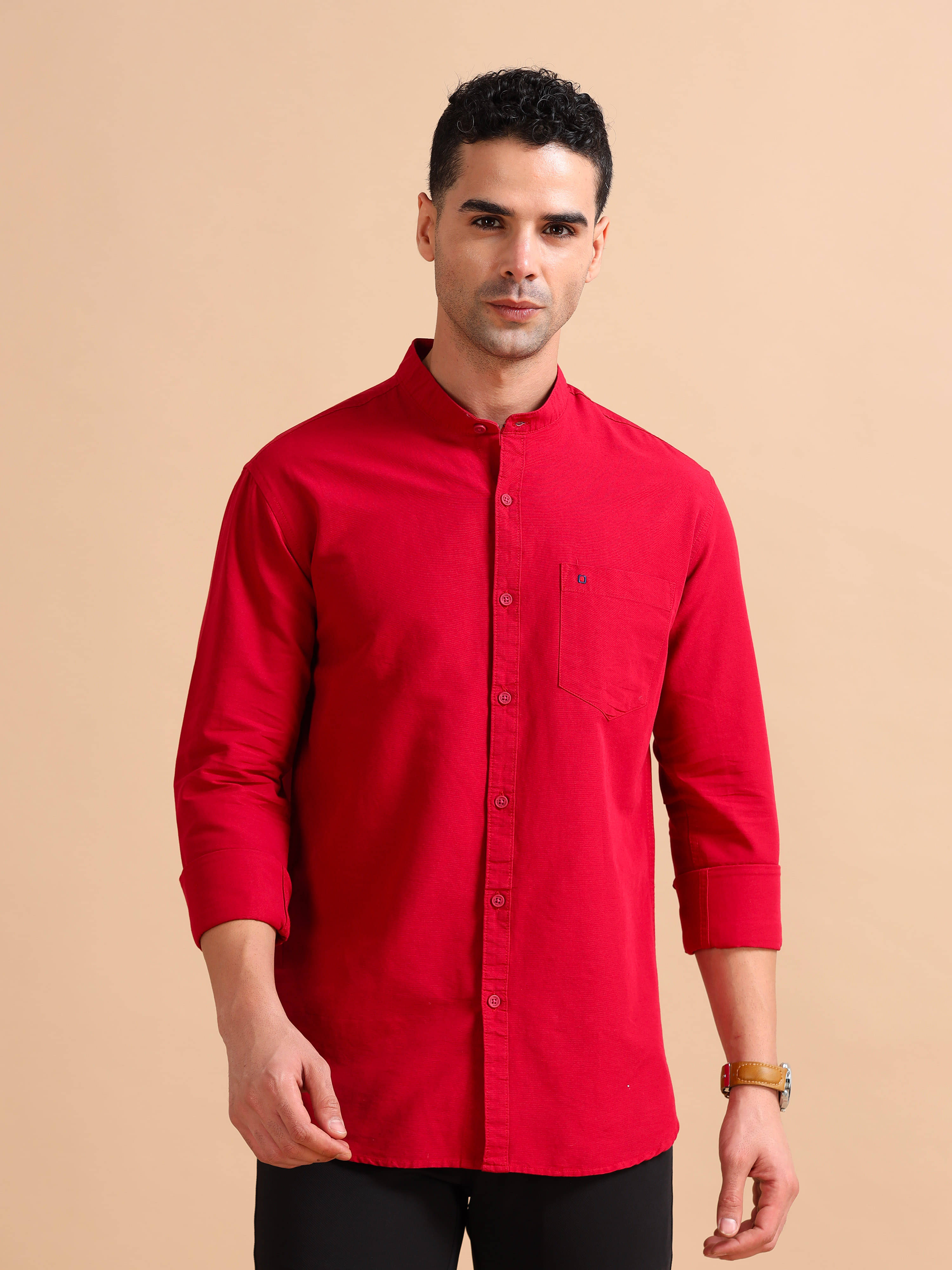 Cool Colors 100% Cotton Slim Fit Solids Full Sleeves Men's Casual Shirt - Red ( Pack of 1 )     			Cool Colors 100% Cotton Slim Fit Solids Full Sleeves Men's Casual Shirt - Red ( Pack of 1 )