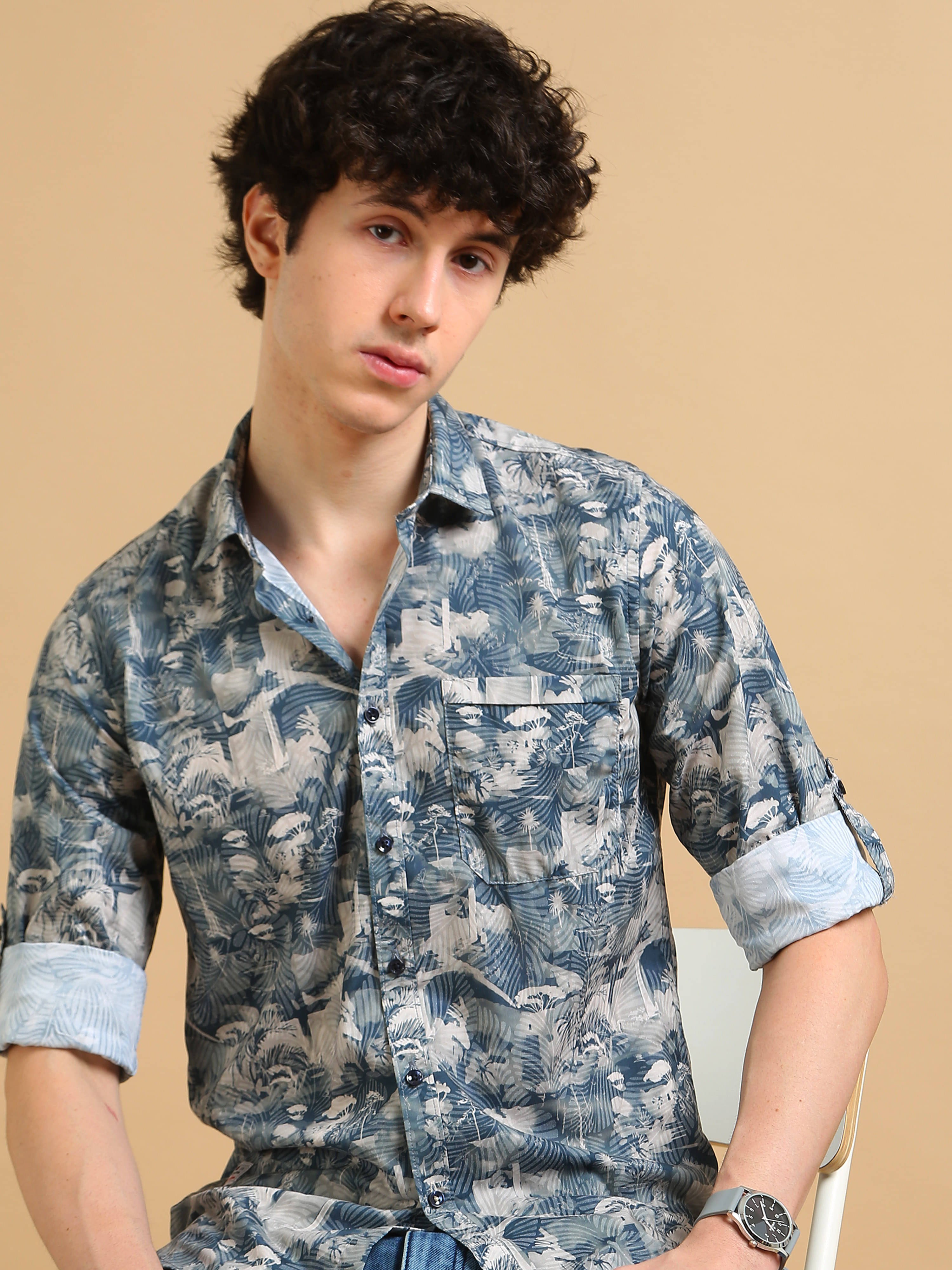 Cool Colors 100% Cotton Slim Fit Printed Full Sleeves Men's Casual Shirt - Light Blue ( Pack of 1 )     			Cool Colors 100% Cotton Slim Fit Printed Full Sleeves Men's Casual Shirt - Light Blue ( Pack of 1 )