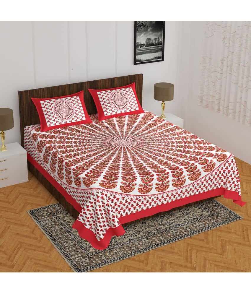Cosito Cotton 1 Double Bedsheet with 2 Pillow Covers ( Multicolor )