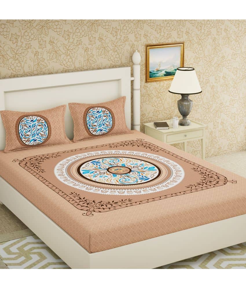 Cosito Cotton 1 Double Bedsheet with 2 Pillow Covers ( Brown )
