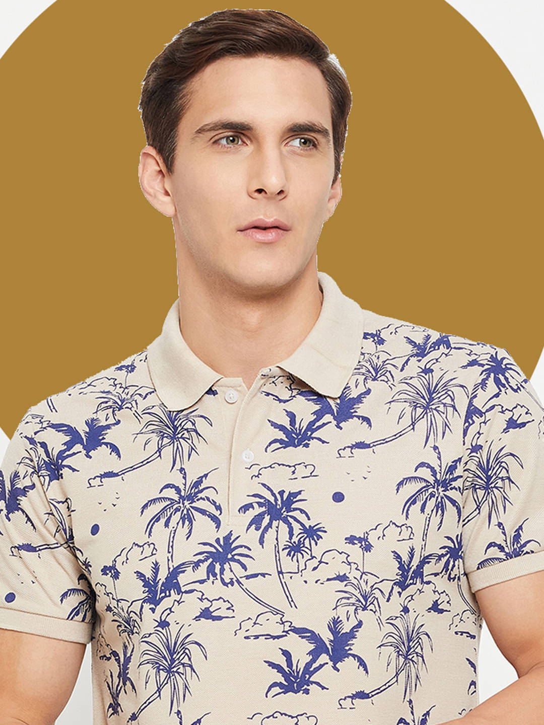 DISTORTION CREW Pack of 1 Cotton Regular Fit Printed Half Sleeves Men's Polo T Shirt ( Cream ) DISTORTION CREW Pack of 1 Cotton Regular Fit Printed Half Sleeves Men's Polo T Shirt ( Cream )