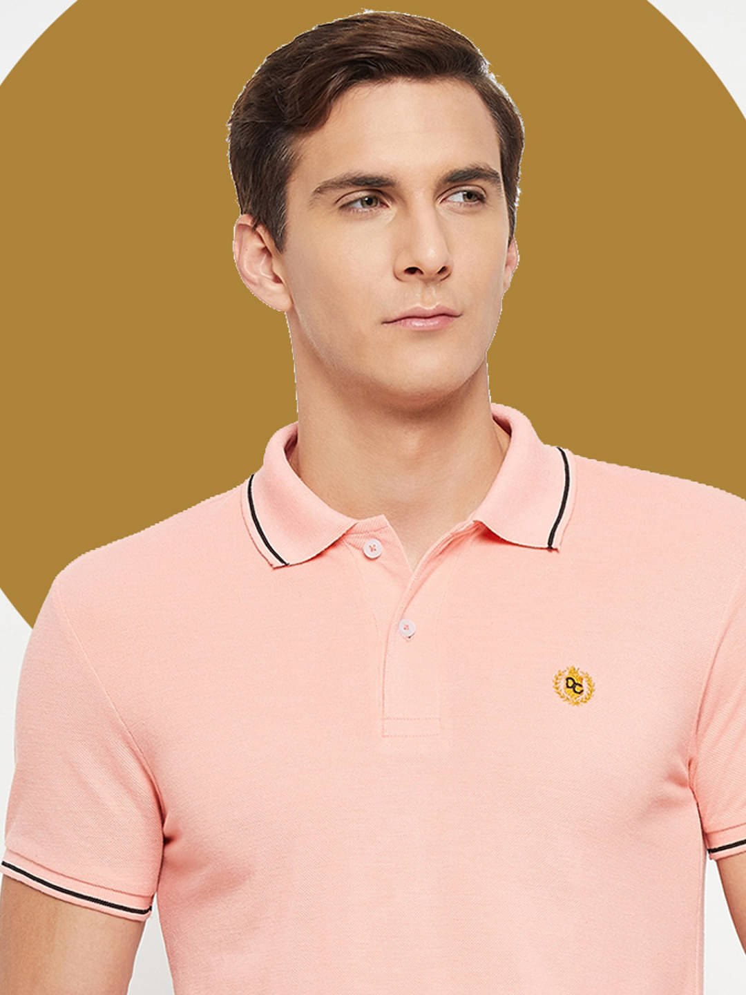     			DISTORTION CREW Pack of 1 Cotton Regular Fit Solid Half Sleeves Men's Polo T Shirt ( Pink )