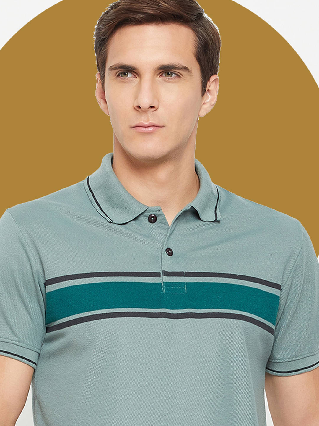 DISTORTION CREW Pack of 1 Cotton Regular Fit Colorblock Half Sleeves Men's Polo T Shirt ( Green ) DISTORTION CREW Pack of 1 Cotton Regular Fit Colorblock Half Sleeves Men's Polo T Shirt ( Green )