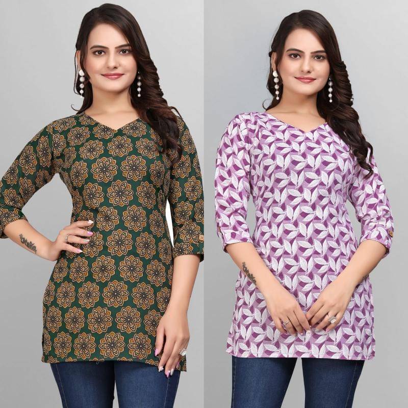     			Devakii Women's Cotton Blend Tunic ( Purple )