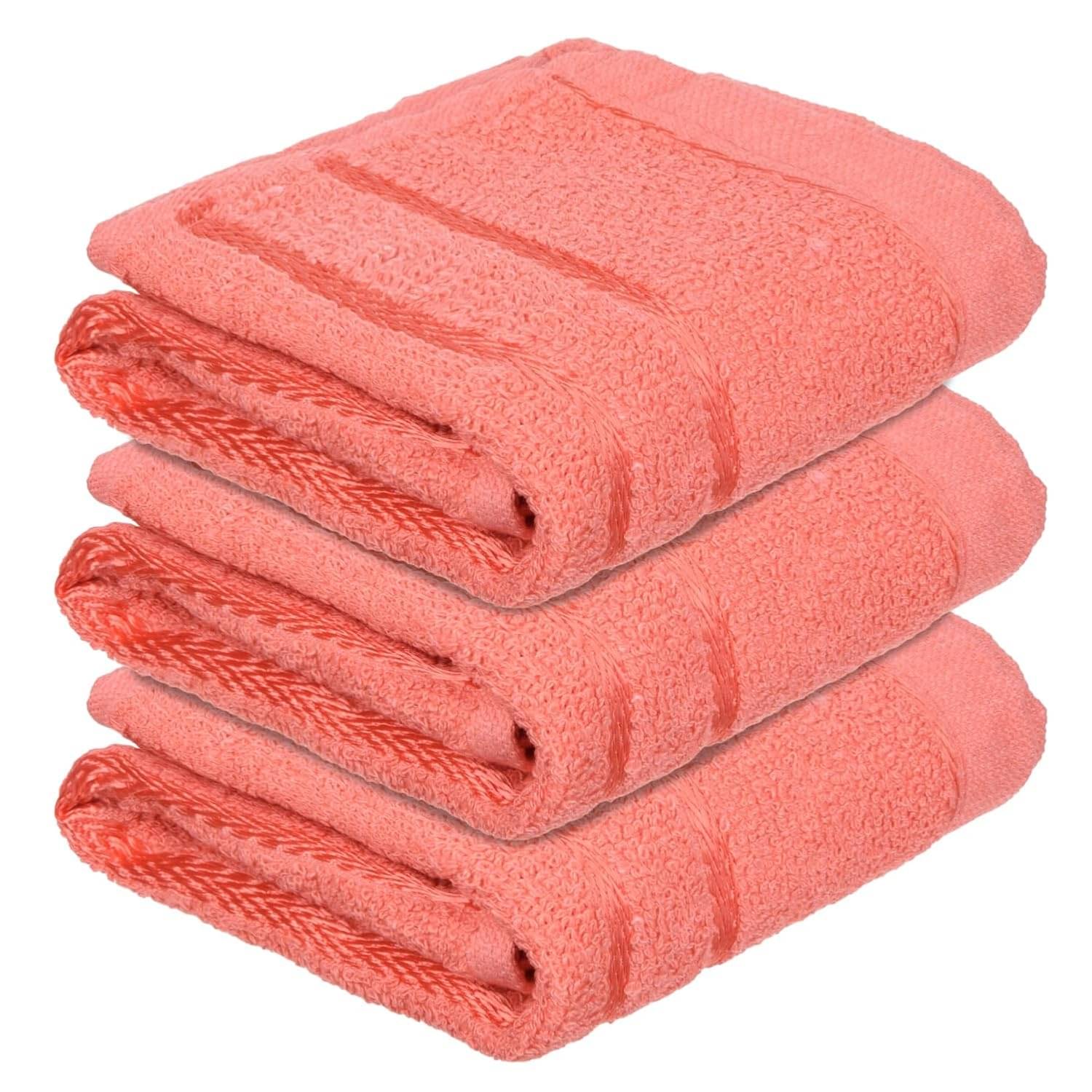     			Dyana Core Pack of 3 Cotton 401-450 -GSM Hand Towel ( Red )