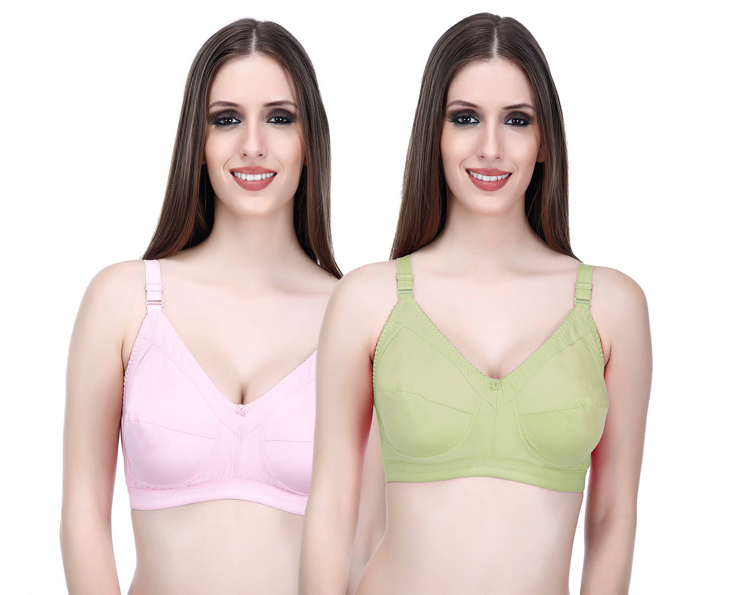 Elina Pack of 2 Cotton Non Padded Minimizer Bra For Women ( Multicolor )     			Elina Pack of 2 Cotton Non Padded Minimizer Bra For Women ( Multicolor )
