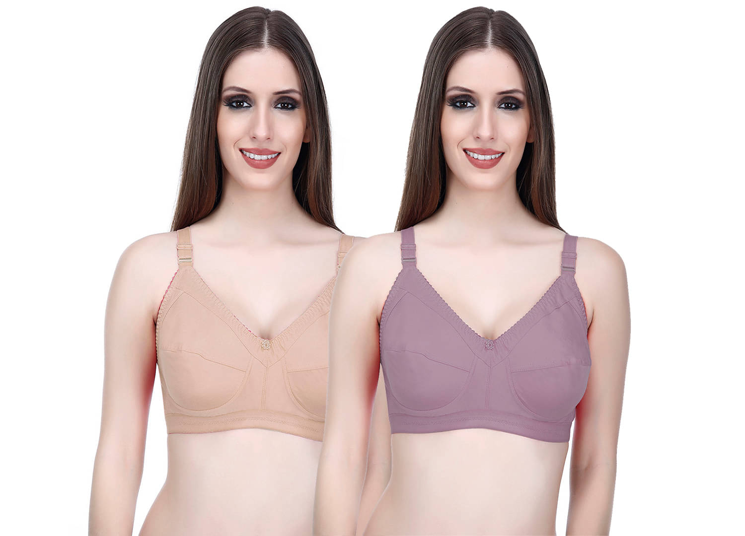 Elina Pack of 2 Cotton Non Padded Minimizer Bra For Women ( Multicolor ) Elina Pack of 2 Cotton Non Padded Minimizer Bra For Women ( Multicolor )