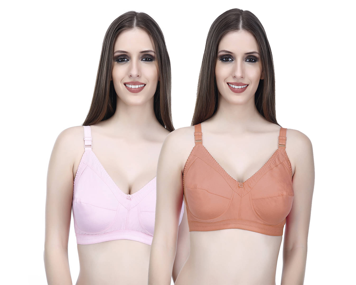 Elina Pack of 2 Cotton Non Padded Minimizer Bra For Women ( Multicolor ) Elina Pack of 2 Cotton Non Padded Minimizer Bra For Women ( Multicolor )