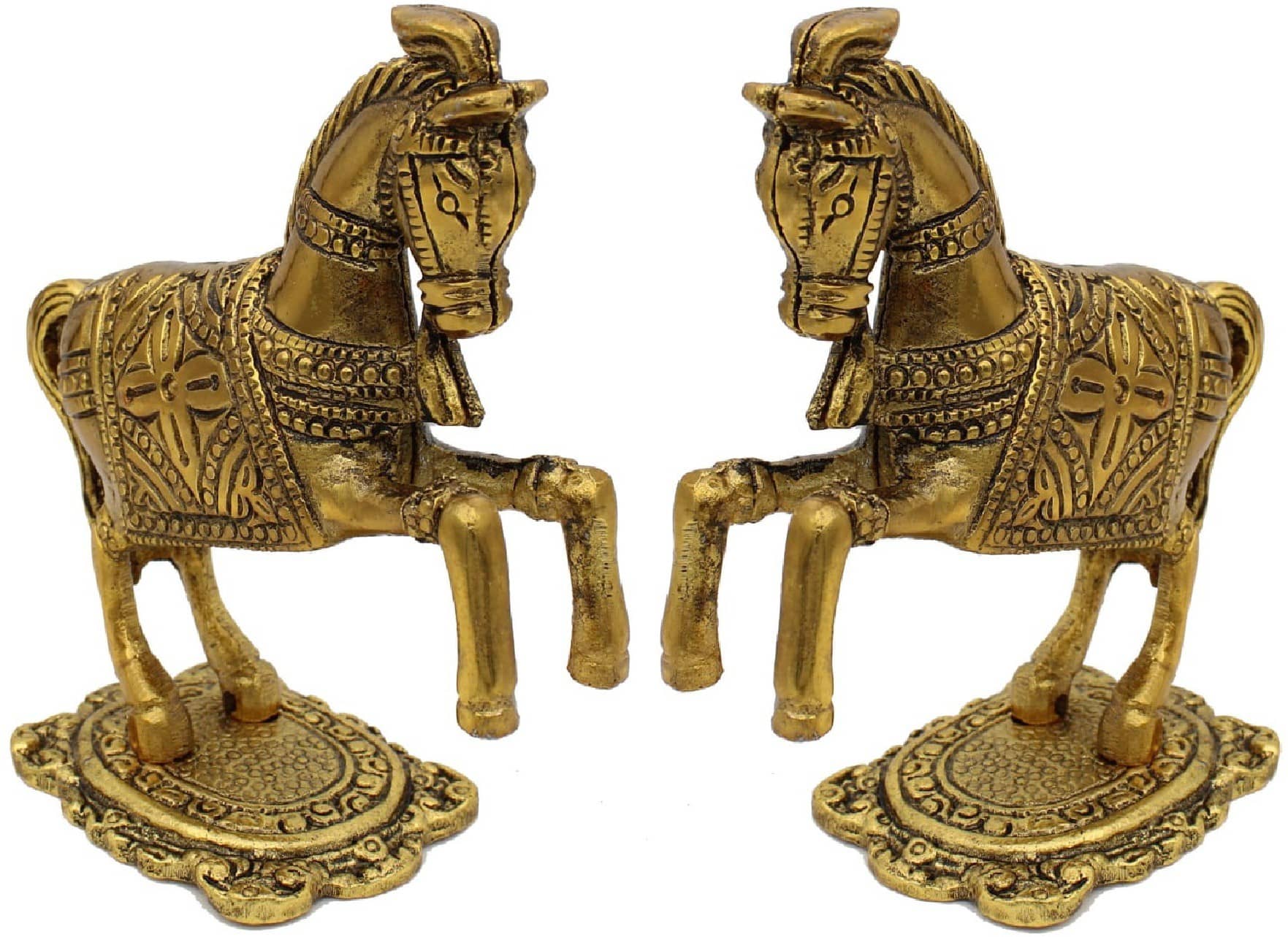 Fashion Bizz Antique Jumping Horse Decorative Showpiece - 11.5 cm, Pack of 2