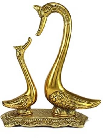 Fashion Bizz Metal Love Birds Swan Pair Of Kissing Duck Decorative Showpiece - 22 cm