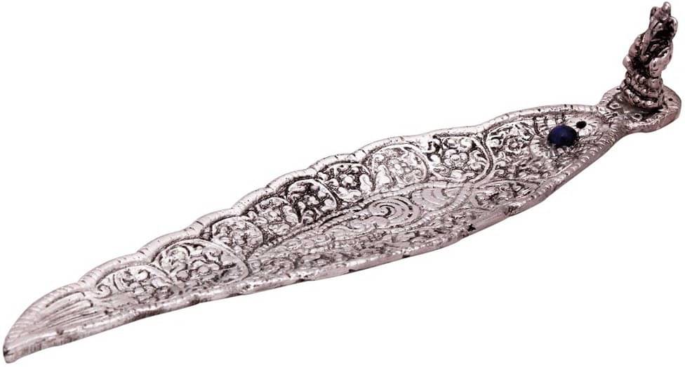 Ethnic White Silver Metal Incense Stand Decorative Showpiece - 10 cm Ethnic White Silver Metal Incense Stand Decorative Showpiece - 10 cm