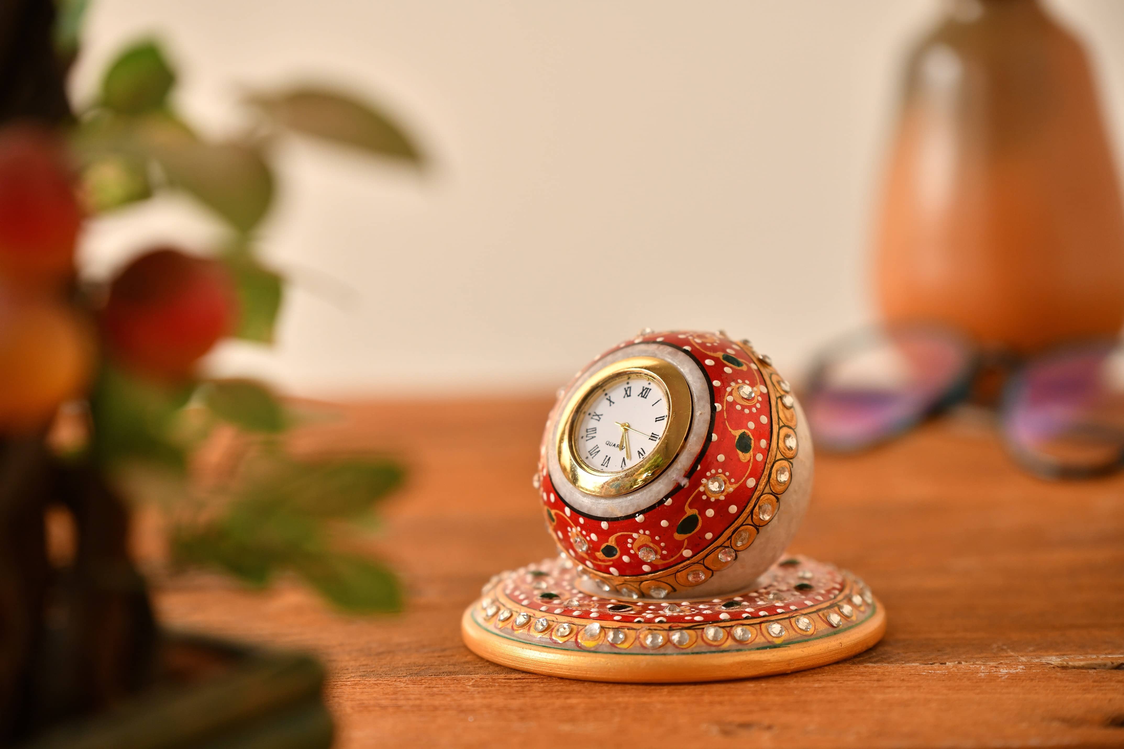 Fashion Bizz Marble Plate Watch Table | Analog Marble Plate Watch - 6 cm