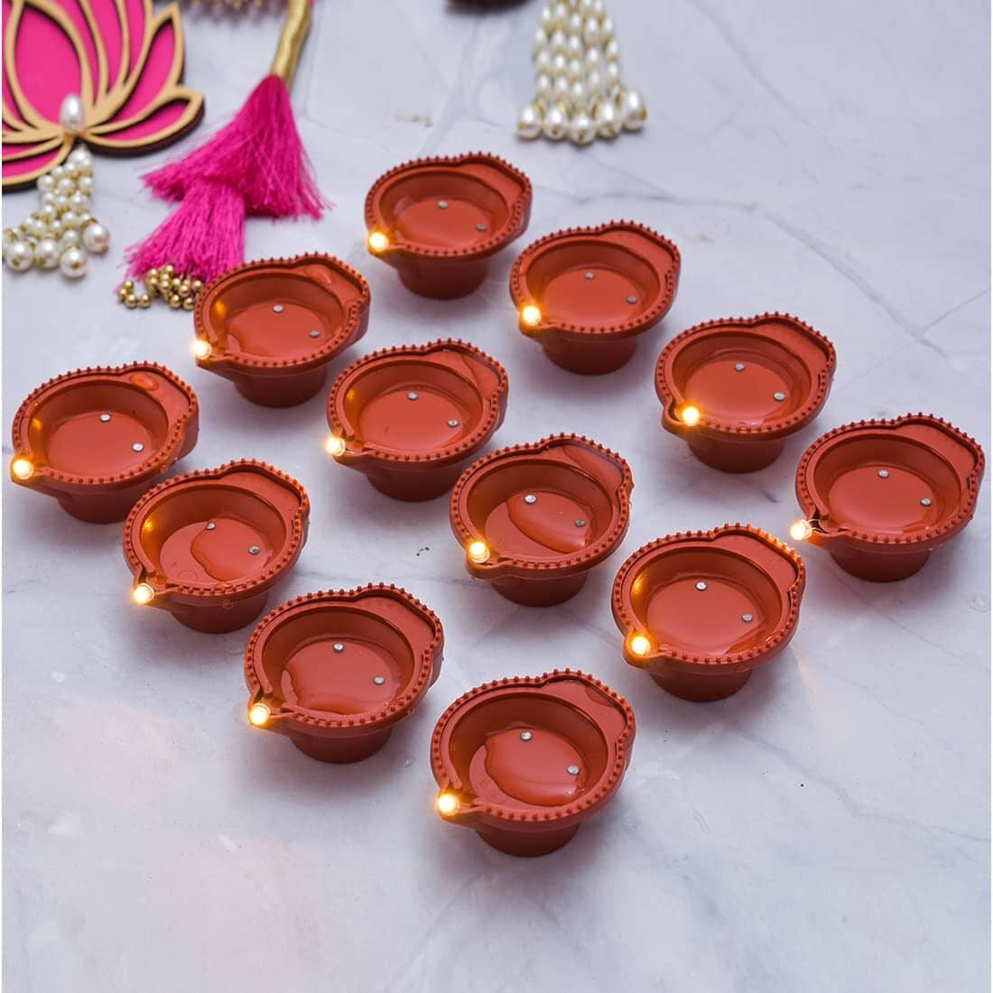 Fashion Bizz Water Sensor Led Diyas, Artificial Flameless Pani Wale Diye Candle Diya Candle