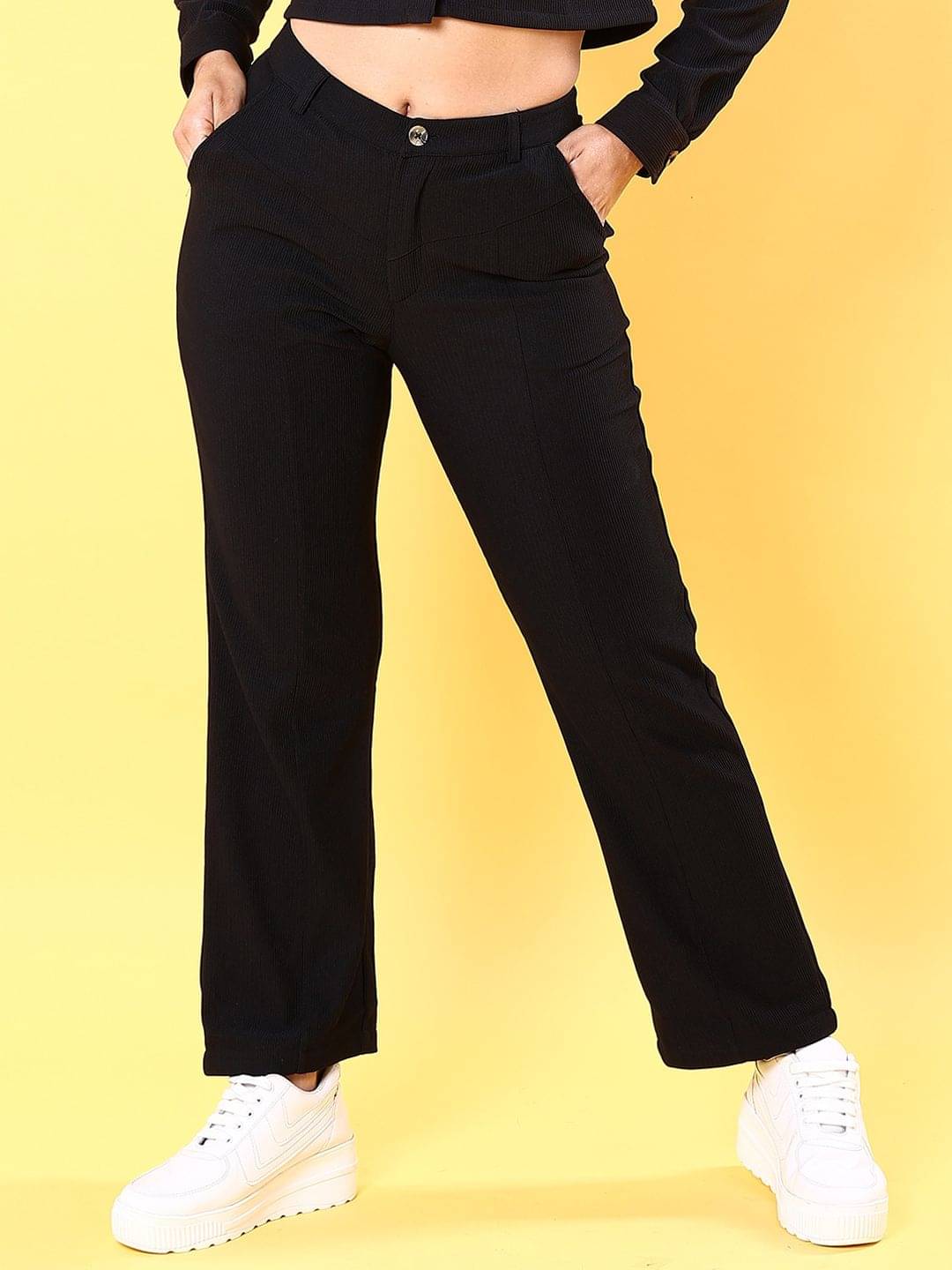     			Freehand Pack of 1 Polyester Tapered Women's Formal Pants ( Black )
