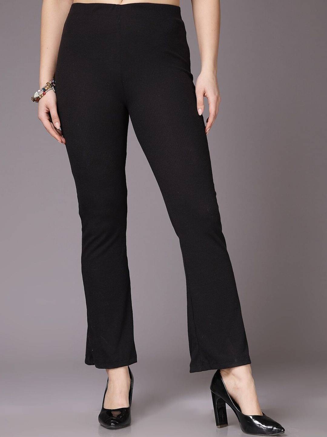     			Freehand Pack of 1 Polyester Flared Women's Casual Pants ( Black )