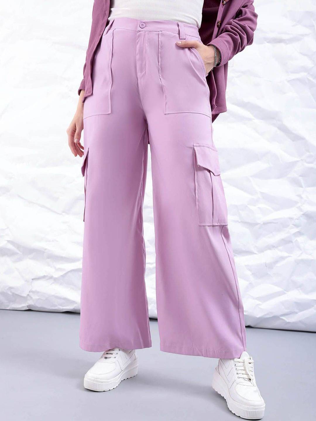     			Freehand Pack of 1 Polyester Flared Women's Cargo Pants ( Purple )