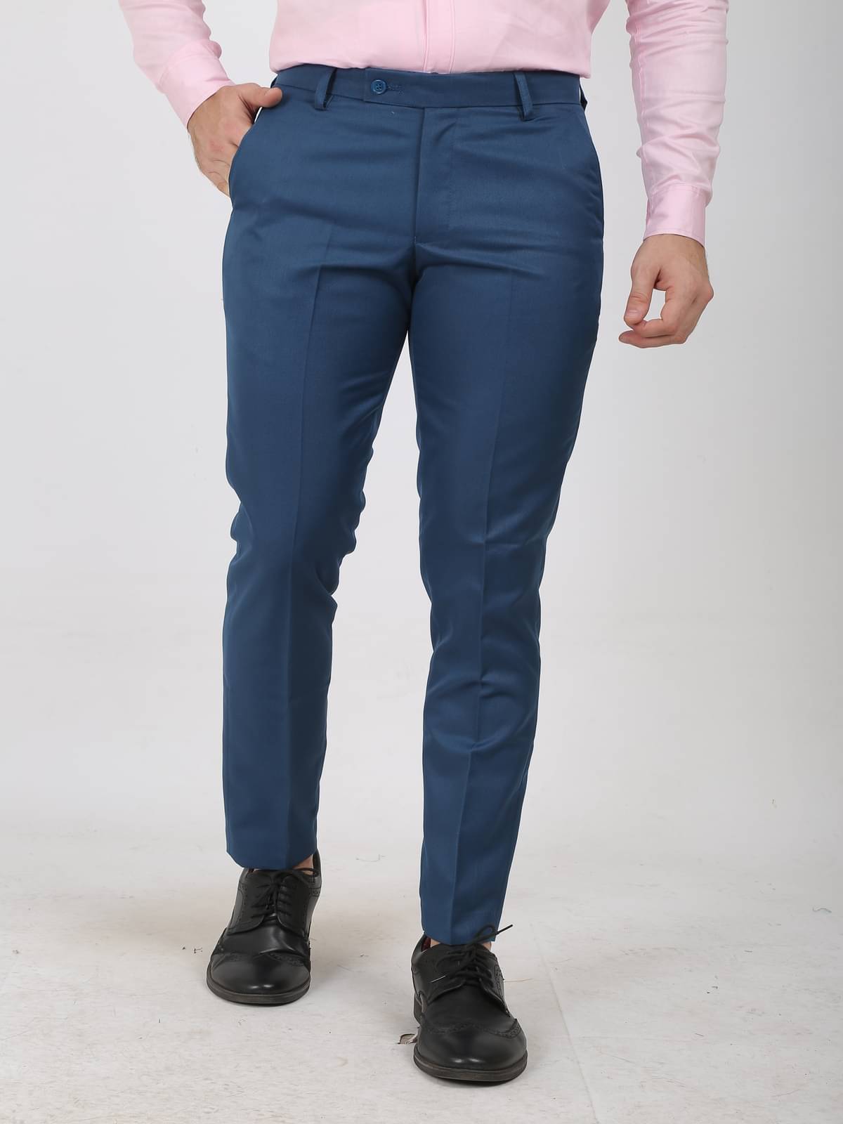     			GHABA CREATION Slim Flat Men's Formal Trouser - Indigo Blue ( Pack of 1 )