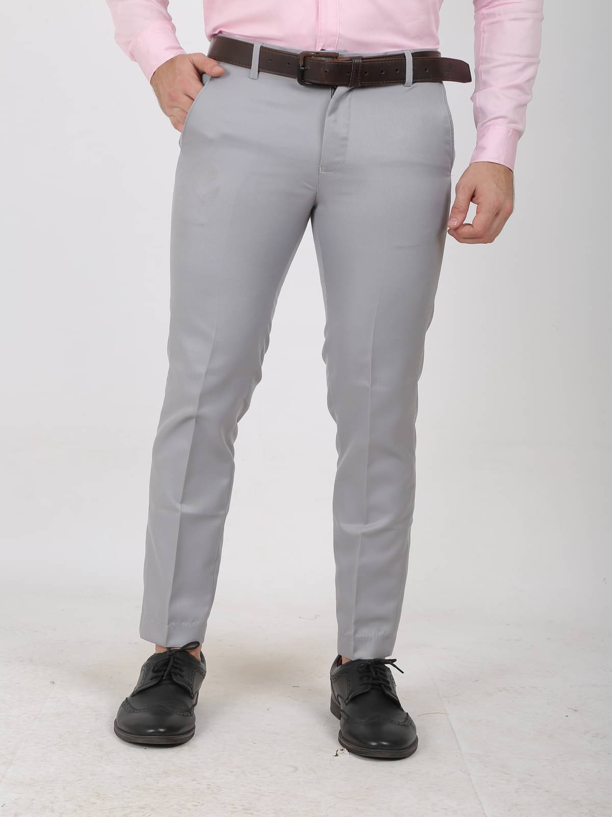     			GHABA CREATION Slim Flat Men's Formal Trouser - Light Grey ( Pack of 1 )