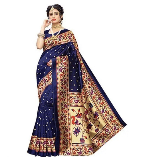 Grubstaker Art Silk Woven Saree With Unstitched Blouse Piece ( Blue ) Grubstaker Art Silk Woven Saree With Unstitched Blouse Piece ( Blue )