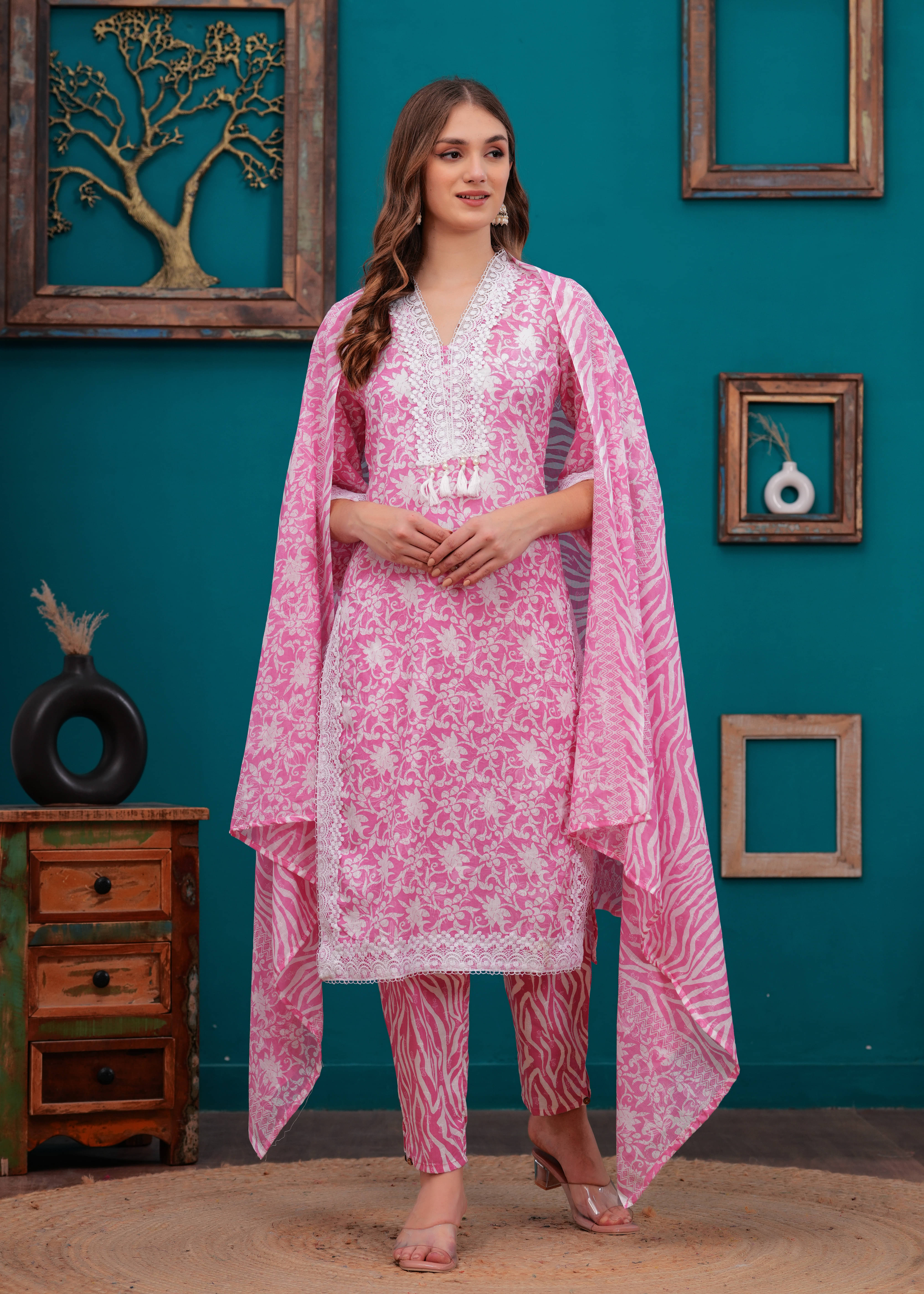 JC4U Cotton Printed Kurti With Pants Women's Stitched Salwar Suit - Pink ( Pack of 1 ) JC4U Cotton Printed Kurti With Pants Women's Stitched Salwar Suit - Pink ( Pack of 1 )