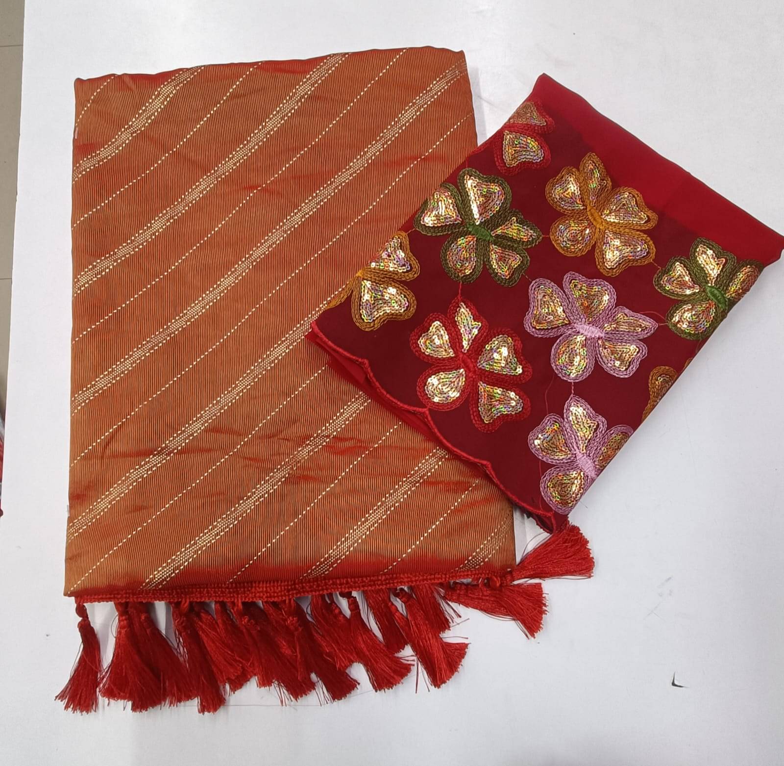     			Kalpana Creation Brasso Printed Saree With Unstitched Blouse Piece ( Red )