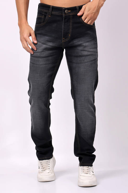 LONDON HILLS Regular Fit Washed Men's Jeans - Black ( Pack of 1 ) LONDON HILLS Regular Fit Washed Men's Jeans - Black ( Pack of 1 )