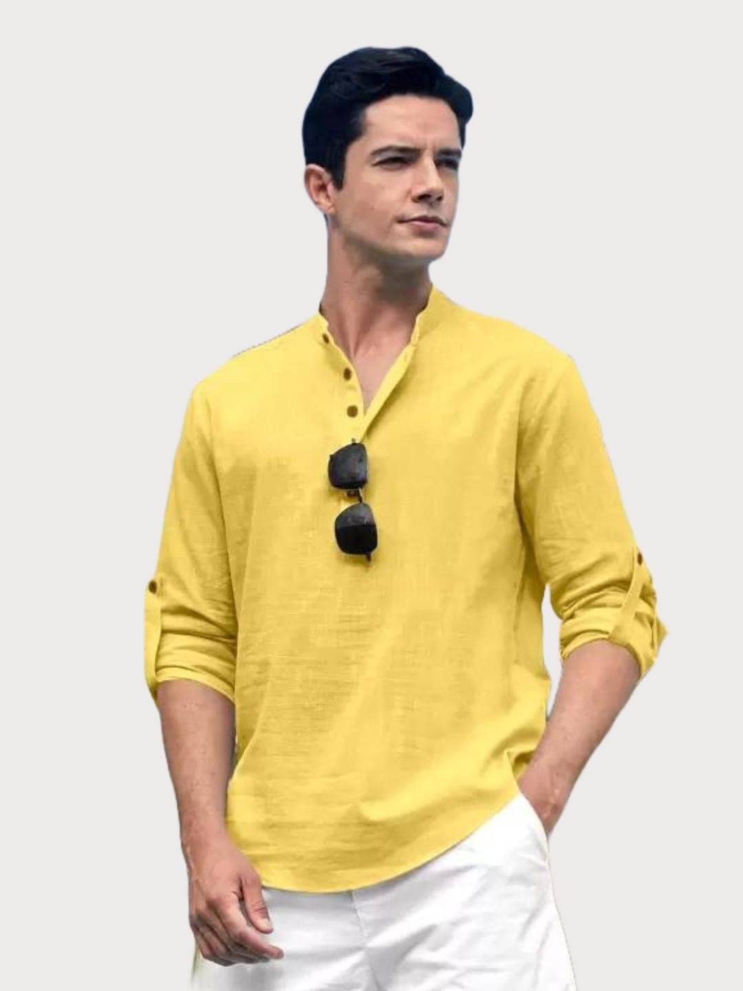 Life Roads Yellow Cotton Men's Shirt Style Kurta ( Pack of 1 ) Life Roads Yellow Cotton Men's Shirt Style Kurta ( Pack of 1 )