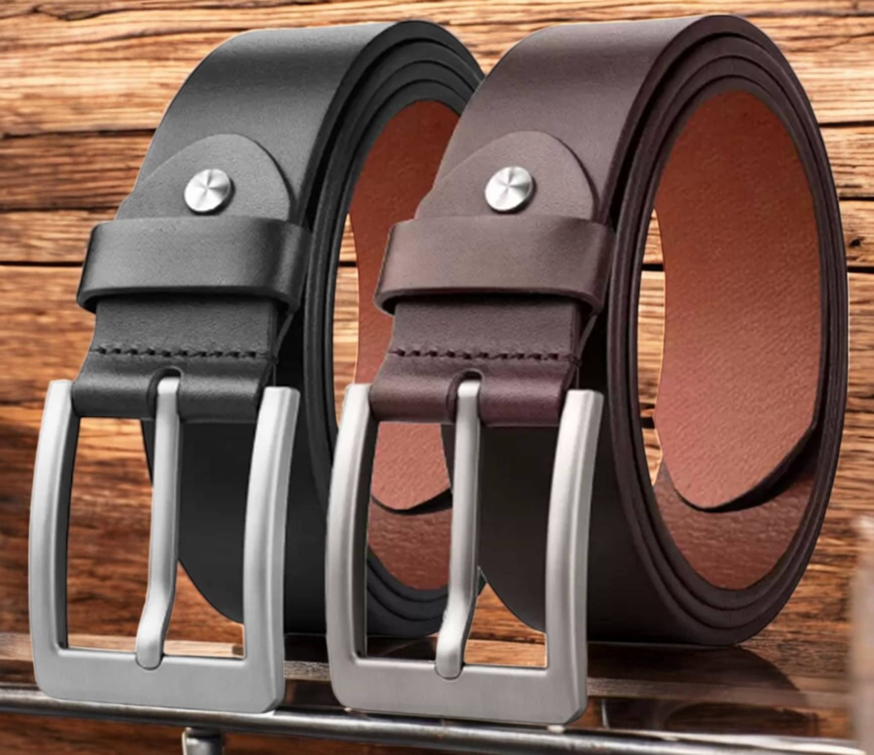     			Loopa - Multicolor 100% Leather Men's Casual Belt ( Pack of 2 )