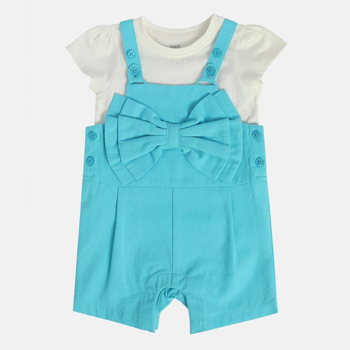 MINI KLUB Pack of 1 Baby Girls Cotton Blend Dungaree Sets ( Blue ) MINI KLUB Pack of 1 Baby Girls Cotton Blend Dungaree Sets ( Blue )