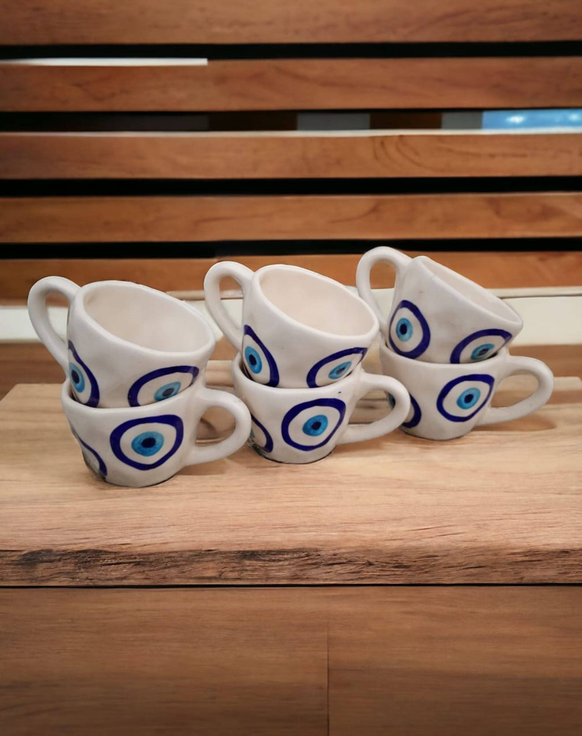 Malaikah Evil Eye Cp & Sucr Geometric Ceramic Coffee Mug 200 mL ( Pack of 6 ) Malaikah Evil Eye Cp & Sucr Geometric Ceramic Coffee Mug 200 mL ( Pack of 6 )