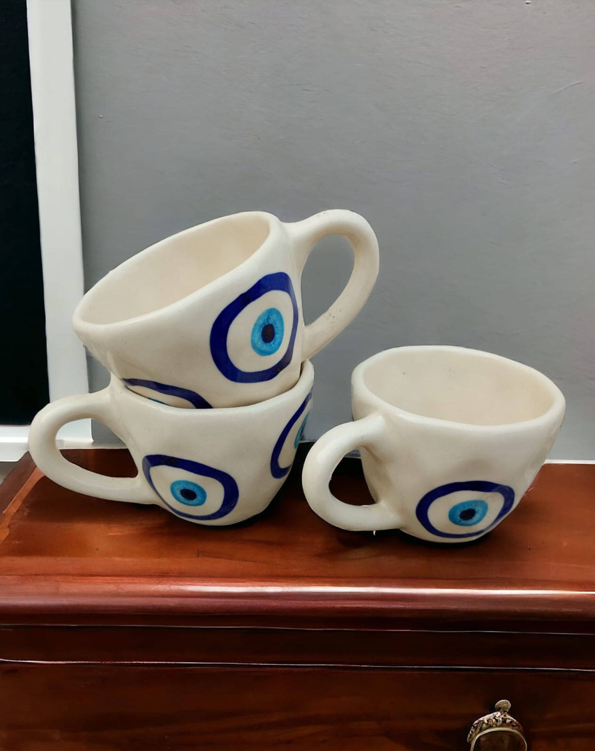 Malaikah Evil Eye Cp & Sucr Ceramic Coffee Mug 150 mL ( Pack of 3 ) Malaikah Evil Eye Cp & Sucr Ceramic Coffee Mug 150 mL ( Pack of 3 )