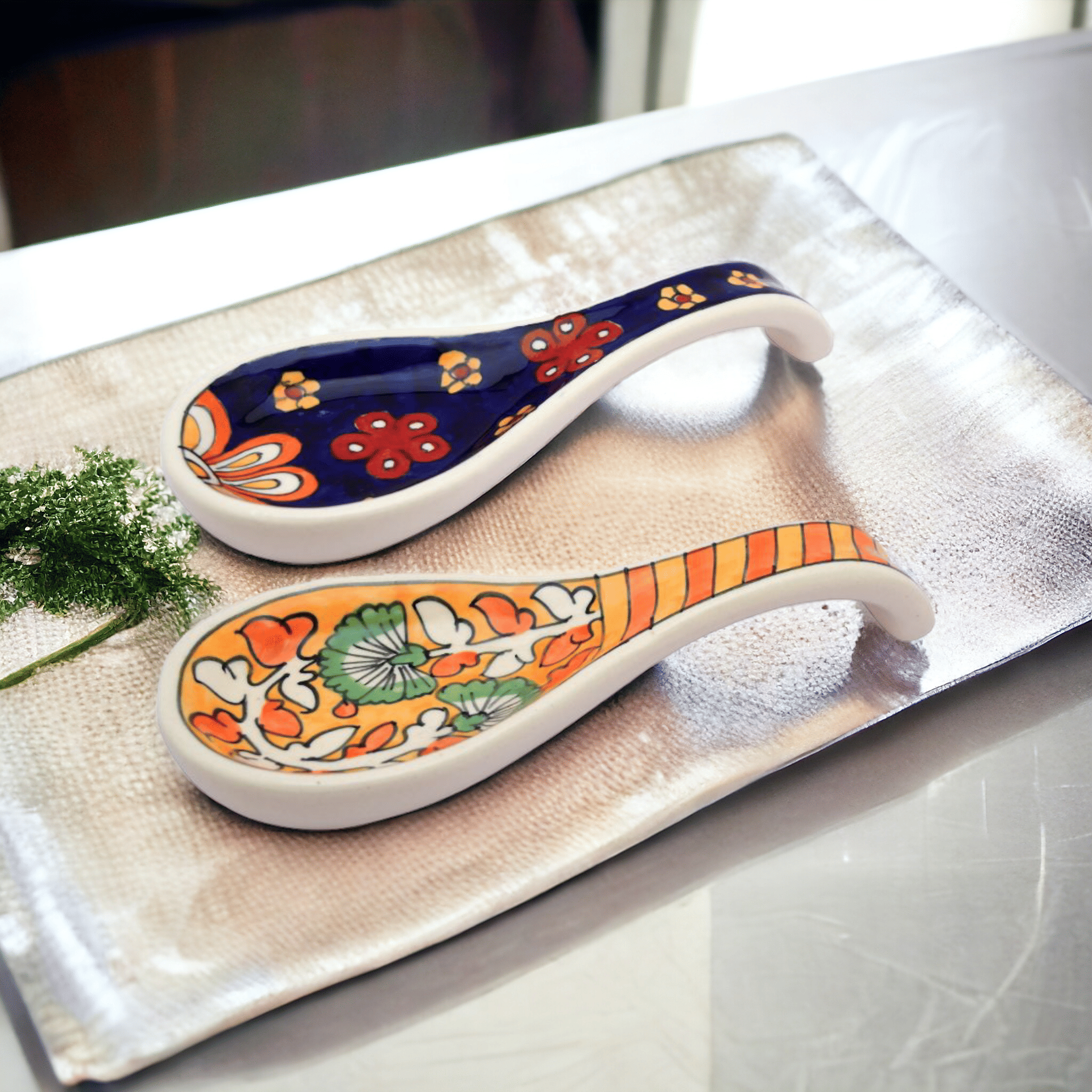 Malaikah orng bluprnt spn Ceramic Printed Cutlery Holder Multi Color ( Pack of 2 ) Malaikah orng bluprnt spn Ceramic Printed Cutlery Holder Multi Color ( Pack of 2 )