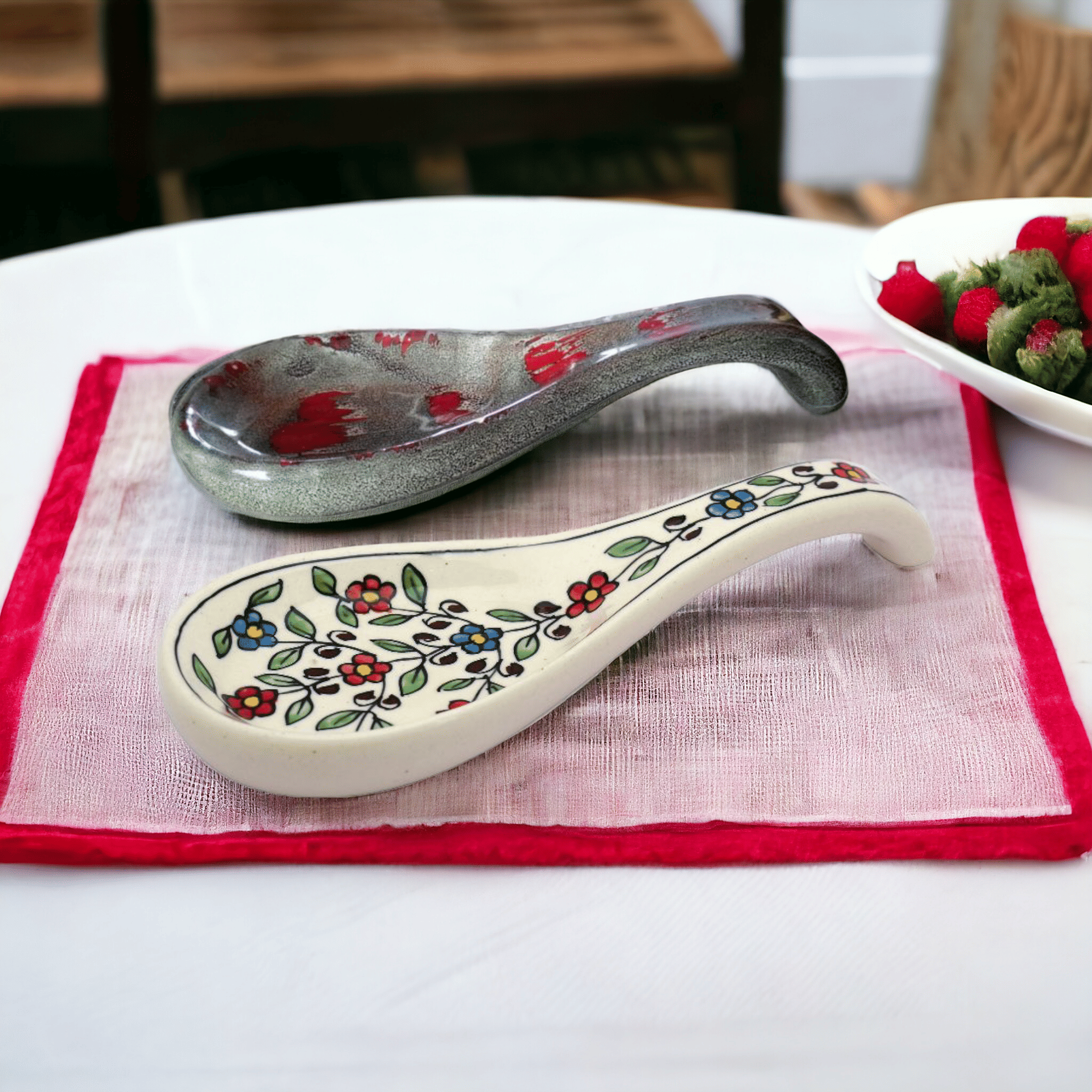 Malaikah rd mlti spn Ceramic Printed Cutlery Holder Multi Color ( Pack of 2 ) Malaikah rd mlti spn Ceramic Printed Cutlery Holder Multi Color ( Pack of 2 )