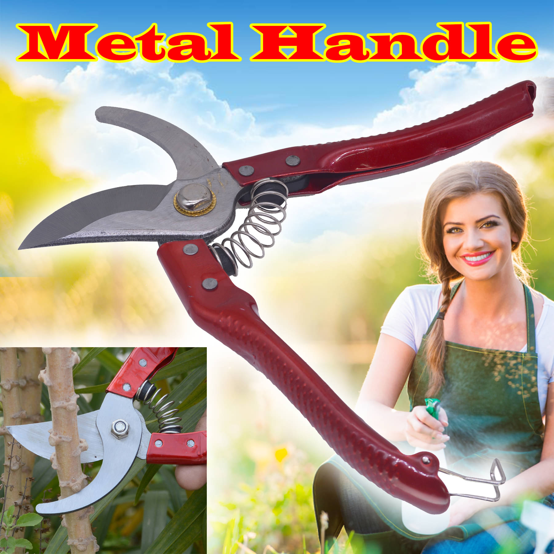     			Metal Handle Multi-Purpose Gardening Tree Flower Pruning Shear Leaf Scissor Cutter
